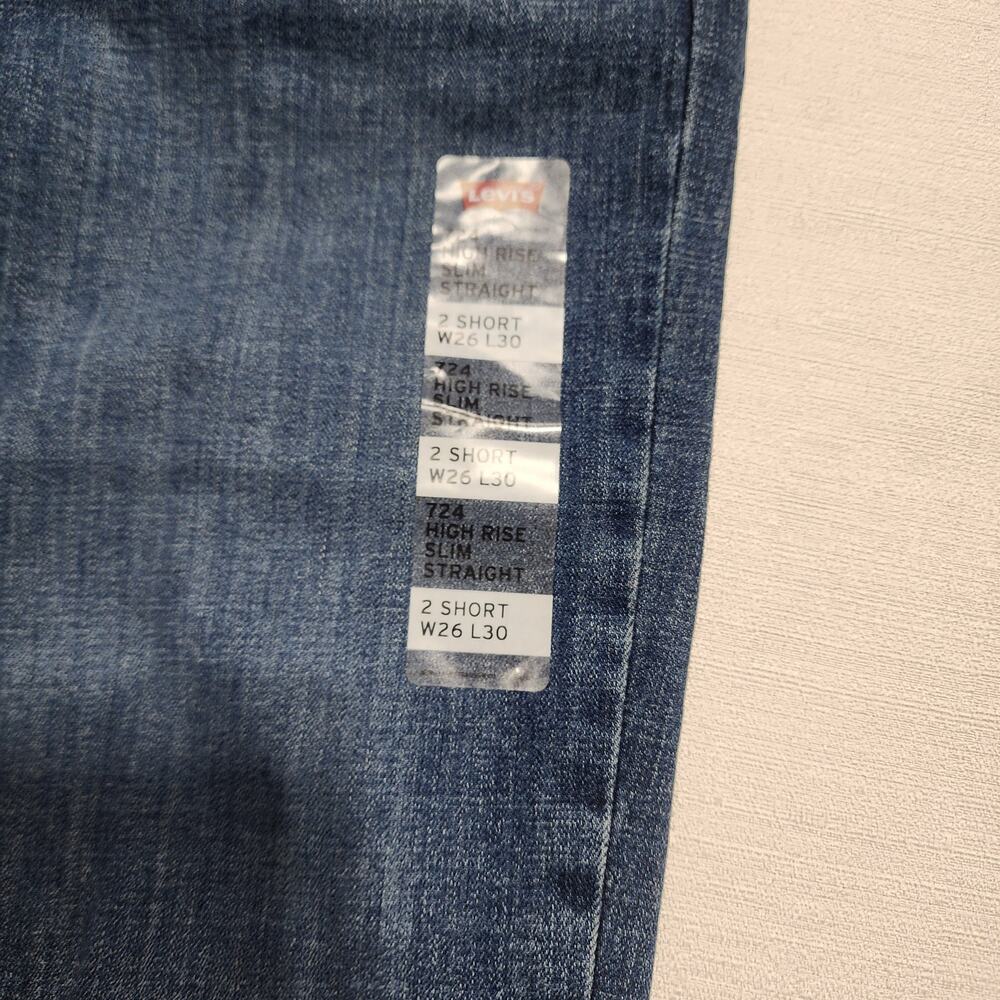 Levi's 724 high rise slim straight jeans size 2 short L26''xW30'' women's - Picture 3 of 8
